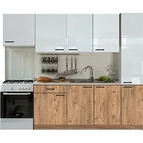 Resim Pramo Mobilya 220 Cm Hazır Mutfak Atlantik Çam - Beyaz Tezgah Dah 