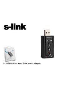 Resim S-Link Sl-u61 Usb Ses Kartı 2.0 Çevirici Adaptör 