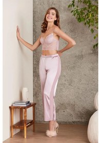 Resim Pierre Cardin 7025 Kadın Rose 4'lü Saten Takım Gelin Set Rose 