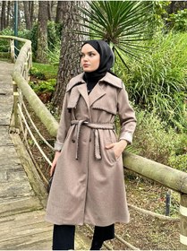 Resim bezenstore YAKASI İP DETAYLI DÖRT DÜĞMELİ KABAN KAHVE 