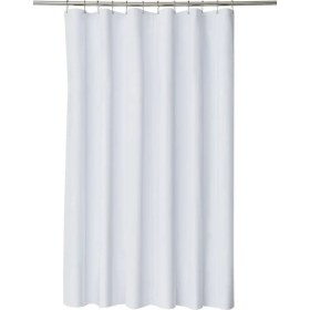 Resim Avrupa Beyaz Duş Perdesi Katı Renk Polyester Kumaş Kalın Su Geçirmez Perdeler Kalıp Basit Banyo Seti Bölme Perdesi (180 * 180 Cm) (Yurt Dışından) 