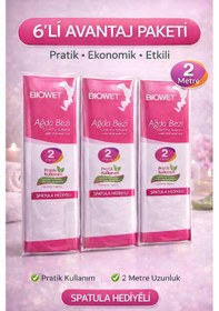 Resim Biowet Ağda Bezi 2 Metre Spatula Hediyeli Epilasyon Bezi Dayanıklı Tüy Dökme Bezi 6 Paket 