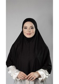 Resim Hürrem Bone Siyah Pratik Hazır Geçmeli Tesettür Eşarp Viskon Arkası Lastikli Peçeli 2112 01 