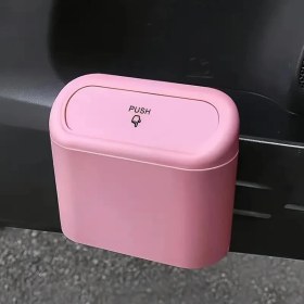 Resim Oto Çöp Kutusu Kapaklı Araç Çöp Kovası Taşınabilir Araç Içi Organizer 4 Renk Seçenekli (Pembe) 