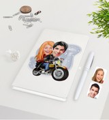 Resim Bk Gift Kişiye Özel Sevgililer Karikatürlü Beyaz Defter Kalem Seti-17 