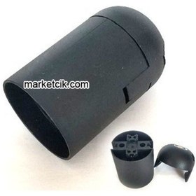 Resim Marketcik E27 Siyah Düz Geçmeli Duylar 