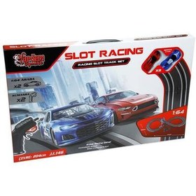 Resim Racıng Slot Araba Yarış Pisti Pilli 2 Araçlı Yarış Seti 1:64 