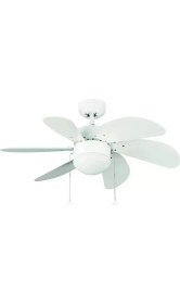 Resim Kendal KCF281 60W 30 Inç Beyaz Altı Kanatlı Lambalı Ipli Tavan Vantilatörü 