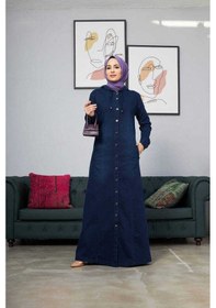Resim Neways 6509-denim Kapşonlu Ferace Lacivert Lacivert 