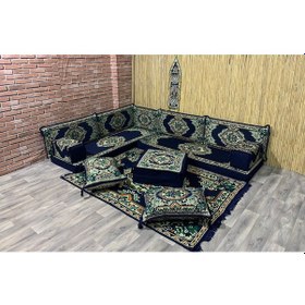 Resim Coton Şark Köşesi Minder Takımı Konsept Lacivert 14 Parça 