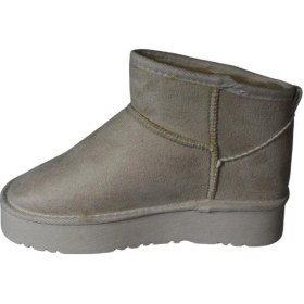 Resim Yazkış Kadın Deve Tüyü Siyah İçi Yünlü Bilekten Kalın Taban Mini Bot Krem 