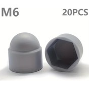 Resim Gaojunshop01 20 Adet M6 Gri Altıgen Plastik Somun Kapakları Toz Korozyon Korumalı 