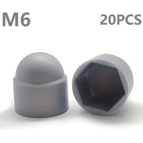 Resim Gaojunshop01 20 Adet M6 Gri Altıgen Plastik Somun Kapakları Toz Korozyon Korumalı 