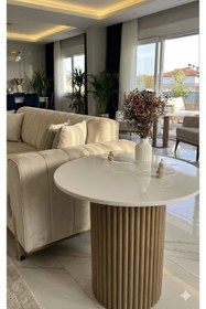 Resim MatBeyaZ bohem yan sehpa fiskos sehpa kahve sehpası mdf üst tablalı 