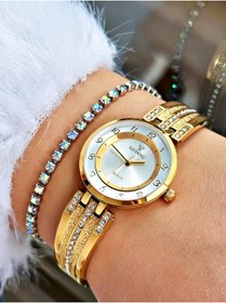 Resim Raymond Altın Renk Taşlı Model Fantazi Çelik Taşlı Model Kadın Kol Saati + BİLEKLİK 