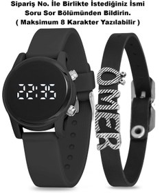 Resim Eylemboutique Çocuk Saati Su Geçirmez Dijital Kız / Erkek Çocuk Kol Saati Siyah-isme Özel Bileklik-8 Yaş Üzeri 