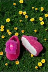 Resim ALTUNTAŞ Kız - Erkek Labubu Baskılı Kışlık Mevsimlik Peluş Ev İçi Kaymaz Panduf Pembe 