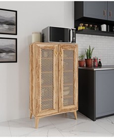 Resim Venüs Hasırlı Ayakkabılık Çok Amaçlı Dolap Mutfak Kiler Dolabı Ceviz 