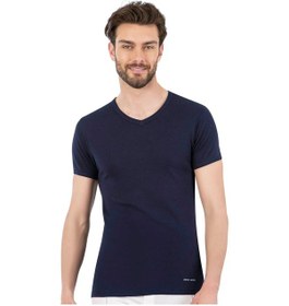Resim Pierre Cardin 442 Erkek %100 Pamuk Ribana V Yaka Yarım Kol Fanila-lacivert Lacivert 