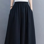 Resim Kadınlar için Yüksek Bel Düz Renk Günlük Geniş Paça Pantolon - Polyester, Makinede Yıkanabilir 