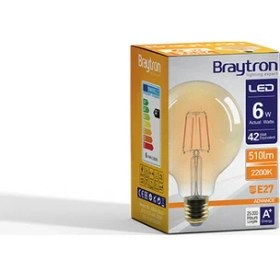 Resim Braytron Led Rustik Flamanlı Ampül 6W G125 E27 