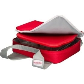 Resim Kare Borcam Tepsi Kapaklı, Çantalı, Kırmızı, Dayanıklı ve Şık Tasarım 