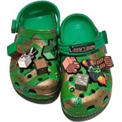 Resim Minecraft My World Temalı Plaj Deniz Günlük Unisex Çocuk Terlik Sandalet - Yeşil 