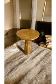 Resim Simillo Home&Living Wooden Ahşap Tekli Mantar Yan Sehpa Modern Tütün Renk Fiskos 