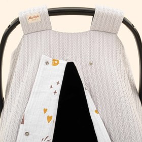 Resim Puset Örtüsü - Çift Taraflı - Açık Gri Örgü - Galaksi ve Harfler 