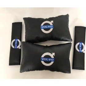 Resim Volvo Nakışlı Deri Oto Boyun Yastığı Ve Kemer Pedi 