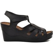 Resim Ayakmod 19-200 Siyah Kadın Dolgu Topuk Sandalet 001 