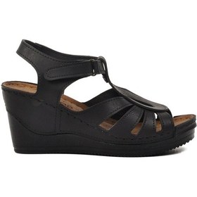 Resim Ayakmod 19-200 Siyah Kadın Dolgu Topuk Sandalet 001 