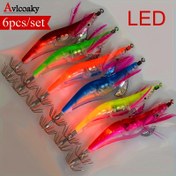 Resim 6 Adet Avlcoaky LED Kalamar Olta Takımı, 10cm/12.2g, Paslanmaz Çelik & Kurşun, Su Geçirmez, Pille Çalışan Olta Yemleri, Gece Balık Yemi, ≤36V, 50m Altı Menzil 