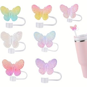 Resim 10mm Kelebek Silikon Pipet Üstü - Renkli Pipet Kapağı, Dayanıklı ve Temizlemesi Kolay, Sevgililer Günü, Kadınlar Günü, Anneler Günü, Cadılar Bayramı ve Şükran Günü Hediyesi için Mükemmel 