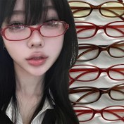 Resim Y2K Retro Kadın Oval & Kare Gözlükler - Kırmızı ve Yeşil Dayanıklı PC Çerçeve, AC Şeffaf Lens, Küçük Yüzler İçin Şık Dekoratif Gözlük, Günlük Kullanım & Müzik Festivalleri, Trend Hediye, Festival Modası Aksesuarı, Vintage Tarz, Hafif Çerçeveler, Stil İfade Edici Çerçeveler, Festival Tutkunları 