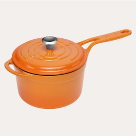 Resim Pot Art Degrade Kayısı Yuvarlak Döküm Kapaklı Sos Tencere 18 Cm Turuncu 