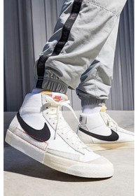 Resim Nike Blazer Mid Pro Club Leather Sneaker Hakiki Deri Tekstil Bilekli Beyaz Spor Ayakkabı Beyaz 