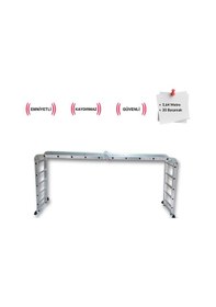 Resim Endokon Platformlu 5,64 Metre - 20 Basamaklı Katlanır Akrobat Merdiven - Büyük Menteşe - Kalın Profil 