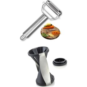Resim Feyza Design Paslanmaz Çelik Spiral Sebze Jülyen Doğrayıcı ve Meyve Kesici 