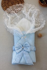Resim Cherub Baby Erkek Bebek Mavi Kumru Kristal Bebek Kundak 