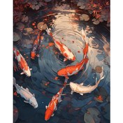 Resim 1 adet RUOPOTY Kendin Yap Sayılarla Boyama Seti - Canlı Koi Balığı Manzarası, Yetişkinler & Başlangıçlar için 40.64x50.8cm Tuval - Çerçevesiz Sanat Projesi Fırçalar, Akrilik Boyalar & Renk Kılavuzu ile 