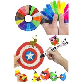 Resim Munico 20 Adet x 5 Metre Filament Kartuş Seti 3D Yazıcı ve 3D Çizim Kalemine Uyumlu Filament Rengarenk Boya 