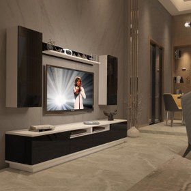 Resim Decoraktiv Trendstyle 5220DS Mdf Tv Ünitesi Tv Sehpası - Beyaz - Siyah 