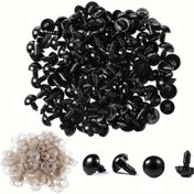 Resim 200 adet 10mm plastik siyah el sanatları güvenlik gözleri, Amigurumi doldurulabilir hayvan örgü oyuncak el sanatları üretimi için uygun ayı gözleri ve yıkayıcılar 100 adet Göz + 100 adet Yıkayıcı 
