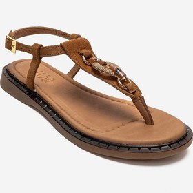 Resim Luvishoes Tıana Taba Süet Hakiki Deri Tokalı Parmak Arası Kadın Sandalet 
