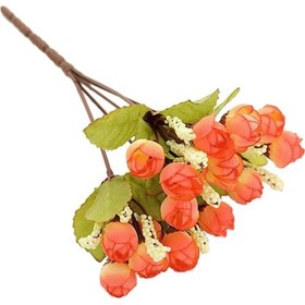 Resim Shineyee Gün Batımı Rengi 15lı Gül Tomurcuğu Yapay Çiçek Demeti - Ev Dekorasyonu, Düğün, Kafene İçin Uzun Süre Güzel Kalır 