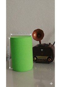 Resim Modern Geometrik Dokulu Döner Kapaklı Masaüstü Çöp Kutusu- 18 Cm - Elma Yeşili Yeşil 