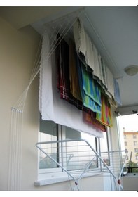 Resim Asansörlü Çamaşır Askısı Tavan Tipi 6 Çubuk 120 CM Beyaz 