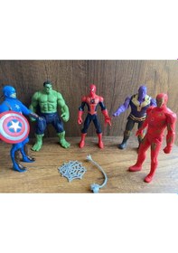 Resim Avengers Figürleri 5li Set Hulk Spiderman Ironman Thanos Captan America Örümcek Adam Figür 