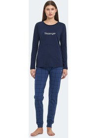 Resim Slazenger PAOLINA IN Kadın Pamuklu Lacivert / Turkuaz Pijama 